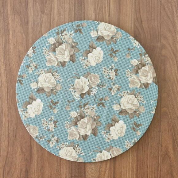Kit Capa de Sousplat Floral Azul com Cinza 06 Peças