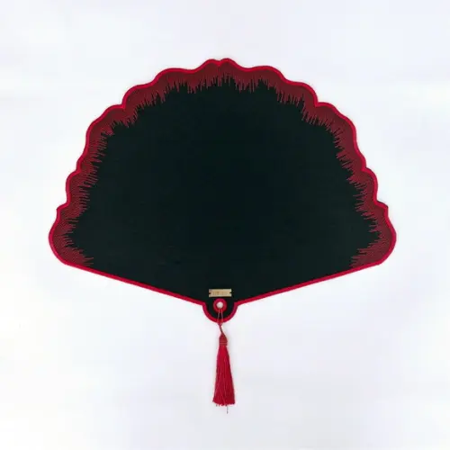 Lugar Americano Leque Preto e Vermelho