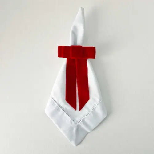 Porta Guardanapo Laço Veludo Vermelho