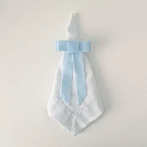 Porta Guardanapo Laço Veludo Azul Claro