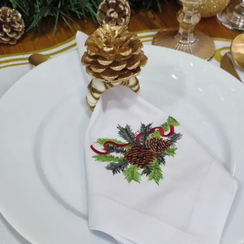 Porta Guardanapo Natal Pinha Dourada