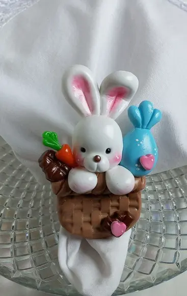 Porta Guardanapo Páscoa Coelho Cestinha Biscuit