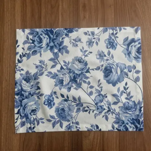 Kit Lugar Americano Floral Azul Retangular 06 Peças