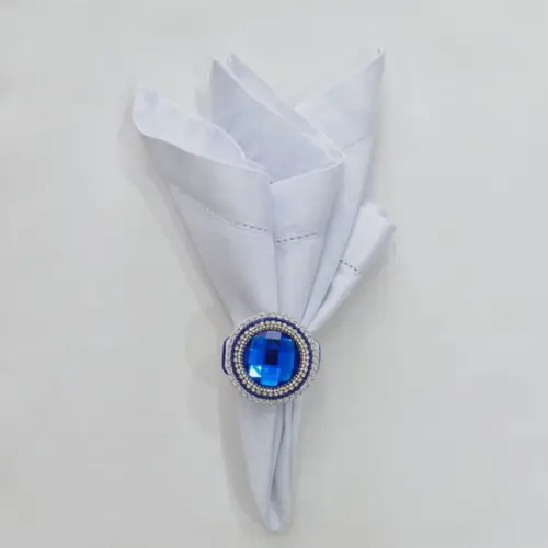 Kit Porta Guardanapo Medalhão Azul Royal Brilho 04 Peças