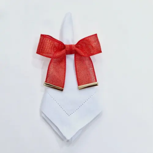 Porta Guardanapo Laço Vermelho com Ponteira
