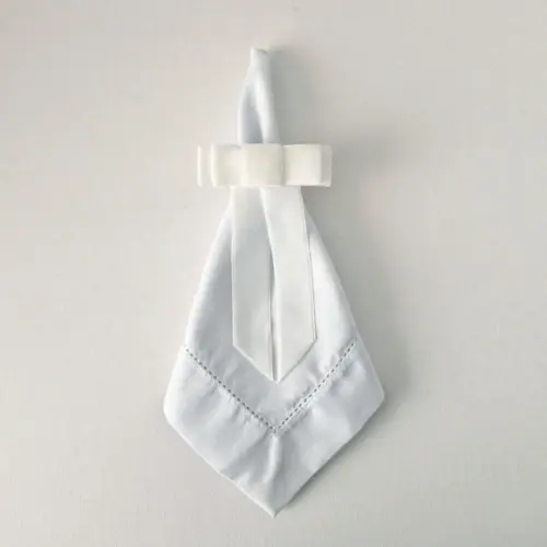 Porta Guardanapo Laço Veludo Branco
