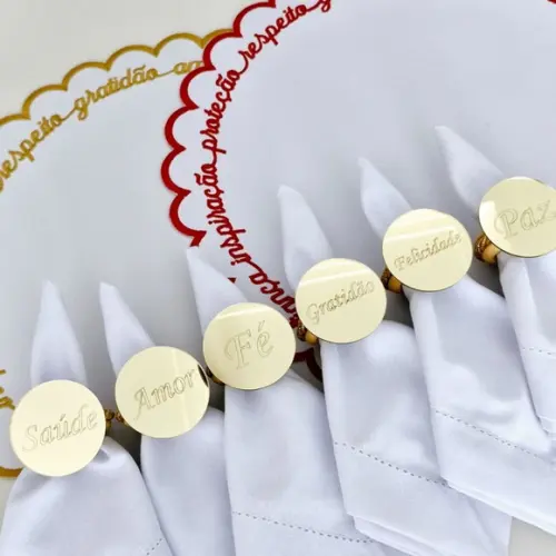 Porta Guardanapos Sentimentos Dourado