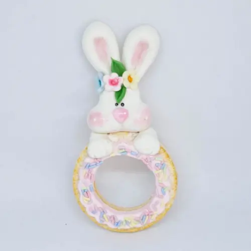 Porta Guardanapo Páscoa Coelho Rosa Biscuit
