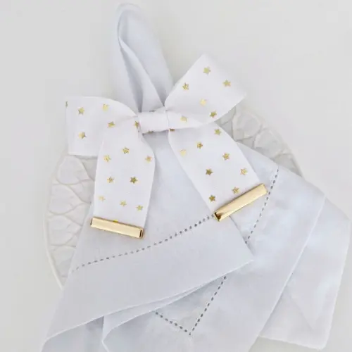 Porta Guardanapo Laço Branco Estrelas