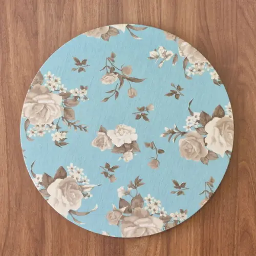 Kit Capa de Sousplat Floral Azul 08 Peças