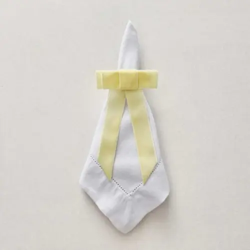 Porta Guardanapo Laço Veludo Amarelo