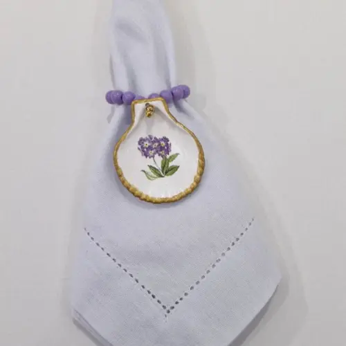 Kit Porta Guardanapo Concha Floral Lilás 06 Peças