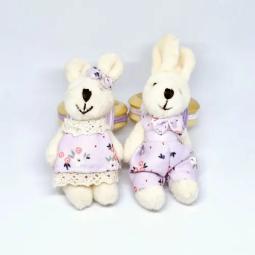 Porta Guardanapo Casal de Coelho Pelúcia Lilás