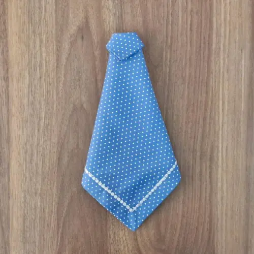 Kit Guardanapo Poá Azul/branco Bordado 06 Peças