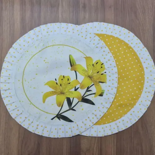Kit Lugar Americano Lírio Amarelo Dupla Face 02 Peças