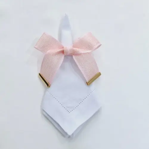 Porta Guardanapo Laço Rosa Brilho com Ponteira