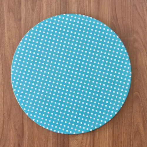 Kit Capa de Sousplat Poá Azul e Branco 04 Peças