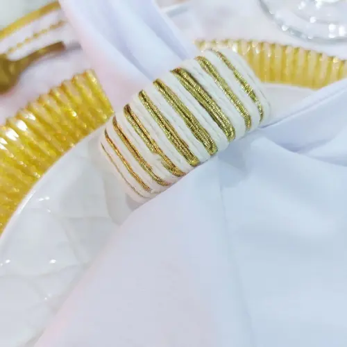 Porta Guardanapo Branco e Dourado