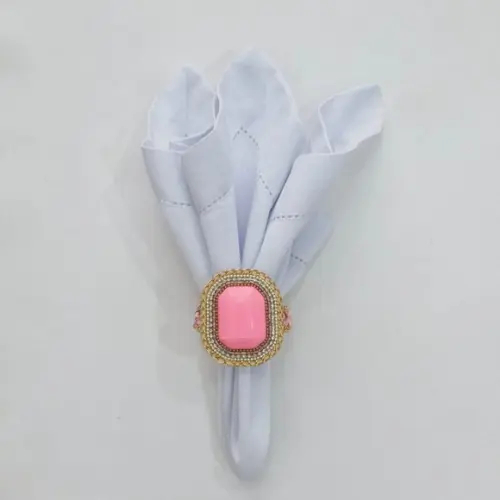 Kit Porta Guardanapo Medalhão Rosa Retangular 06 Peças