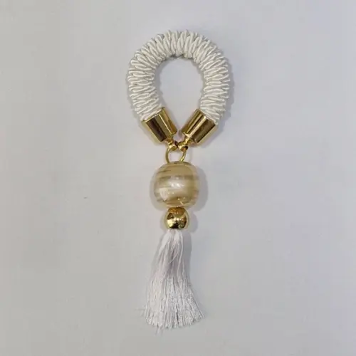 Porta Guardanapo Murano Branco Tassel