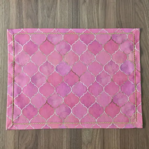 Kit Lugar Americano Geométrico Vintage Rosa 02 Peças