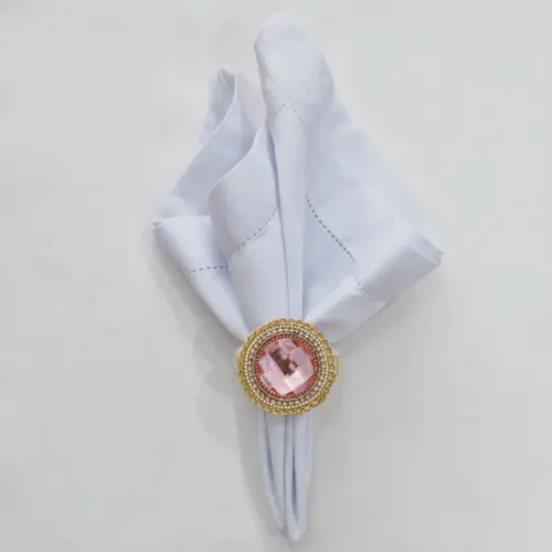 Kit Porta Guardanapo Medalhão Rosa Brilho 06 Peças