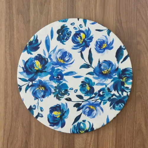 Kit Capa de Sousplat Floral Azul 06 Peças