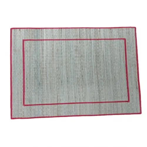 Lugar Americano Palha Vermelho Bordado Retangular