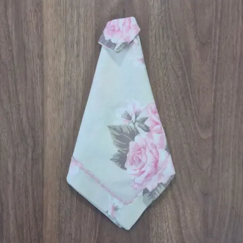 Kit Guardanapo Floral Rosa e Bege 06 Peças