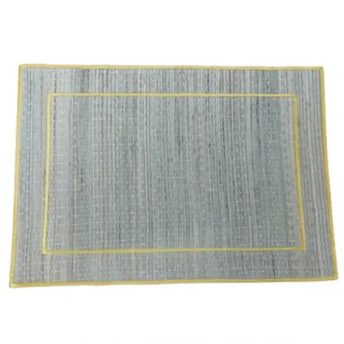 Lugar Americano Palha Amarelo Bordado Retangular
