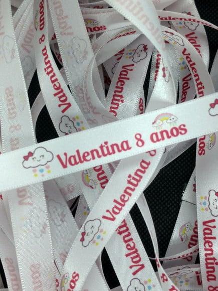 100 Fitinhas Personalizadas de Cetim 1 cm x 35 cm