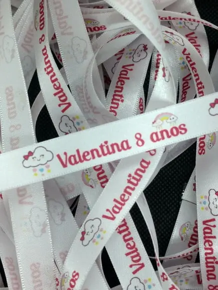100 Fitinhas Personalizadas de Cetim 1 cm x 35 cm