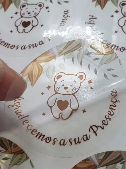 50 Etiquetas Adesivas Personalizadas 5 cm Vinil Transparente