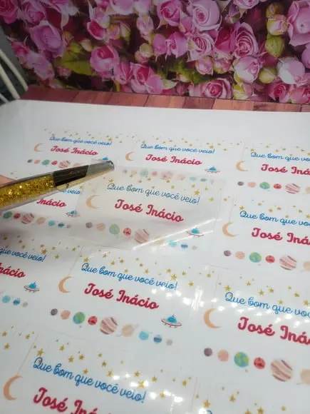50 Etiquetas Adesivas Personalizadas 5 cm Vinil Transparente