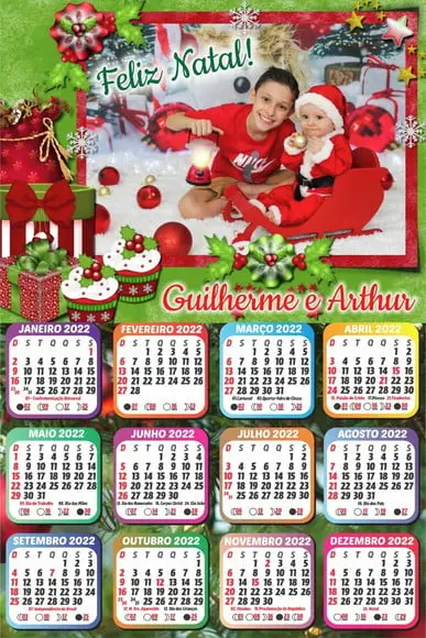 Calendário 2022 Personalizado- Natal 21x28 cm
