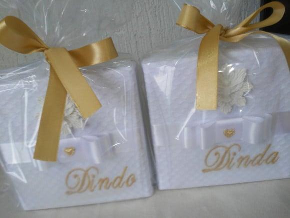 Caixa convite personalizada batizado Dindo e Dinda