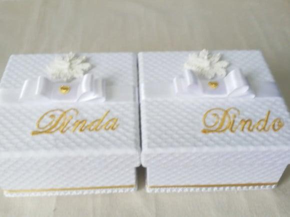 Caixa convite personalizada batizado Dindo e Dinda