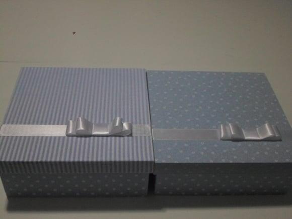 Caixa convite personalizada batismo azul/branco