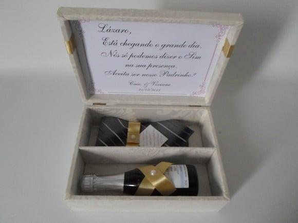 Caixa convite padrinhos casamento