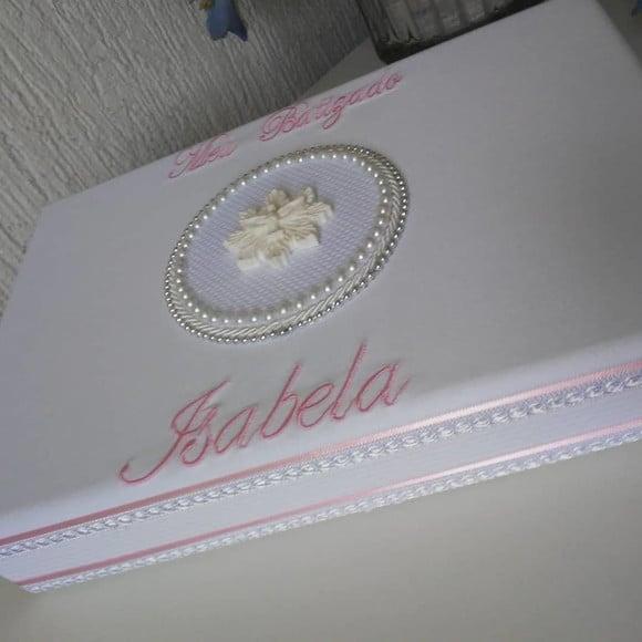 Kit meu Batizado personalizado vela decorada toalha e vidro Nossa