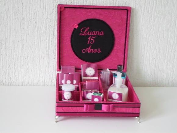 Kit toalete personalizado completo caixas produtos rosa pink