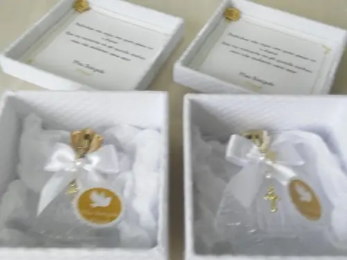 Caixa convite personalizada batizado Dindo e Dinda