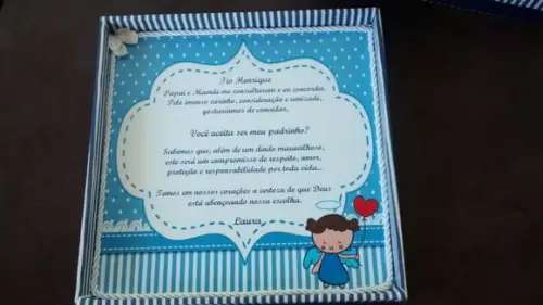 Caixa convite personalizada padrinhos batismo