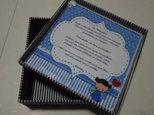 Caixa convite personalizada padrinhos batismo