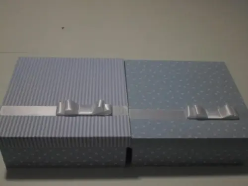 Caixa convite personalizada batismo azul/branco