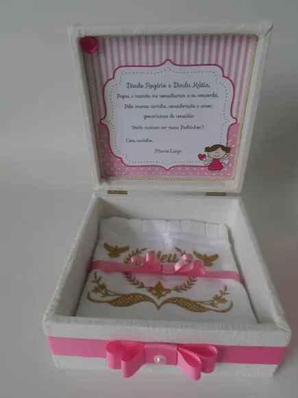 Caixa convite personalizada padrinho batismo