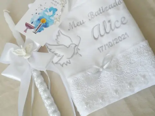 Kit Meu Batizado personalizado duplo duas velas duas toalhas