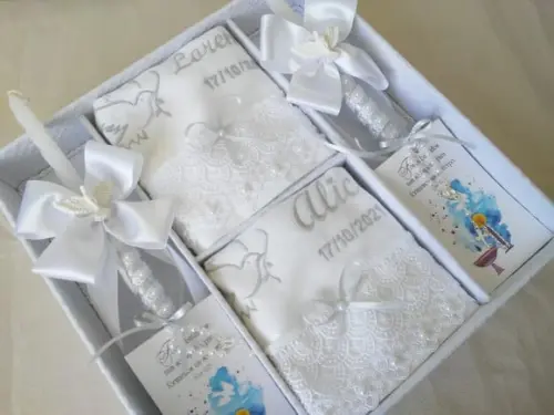 Kit Meu Batizado personalizado duplo duas velas duas toalhas