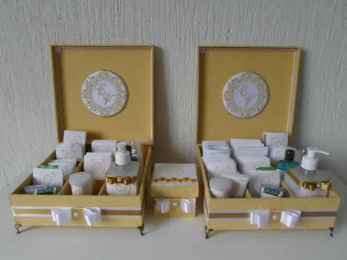 Kit toalete personalizado completo caixas produtos Tema Girassol