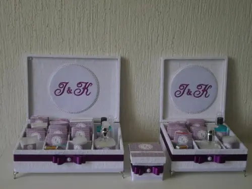 Kit toalete completo caixas e produtos casamento 15 anos